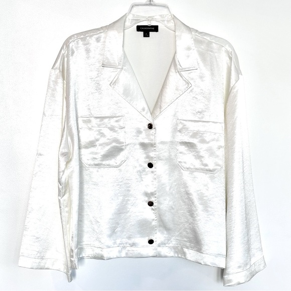 NWT Calligraphie Ivory Satin Blouse - Picture 1 of 3